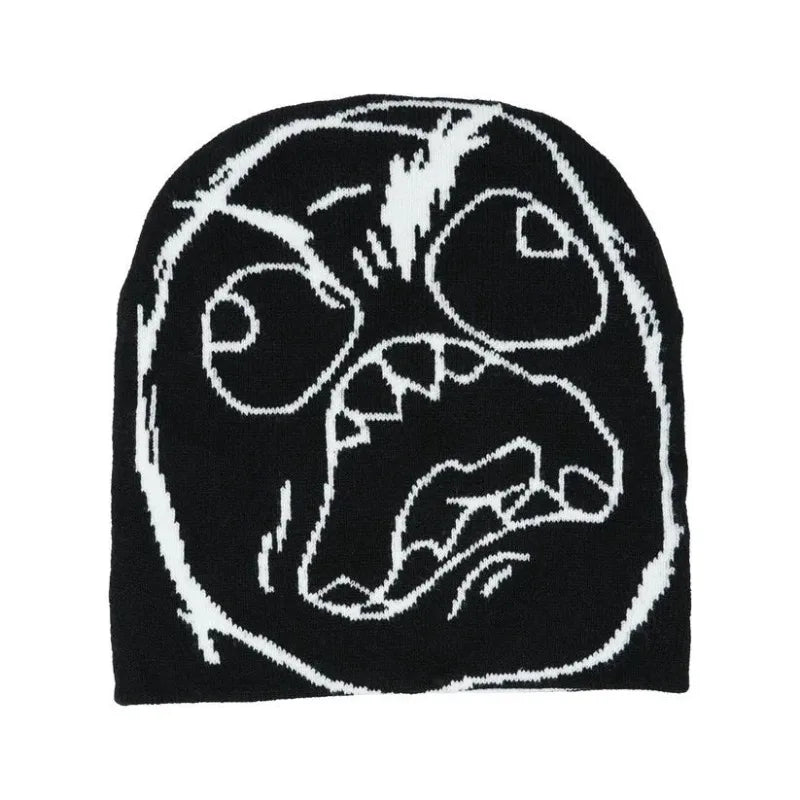 Funny Cartoon Face Knit Beanie Unisex Winter Hat