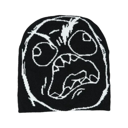 Funny Cartoon Face Knit Beanie Unisex Winter Hat