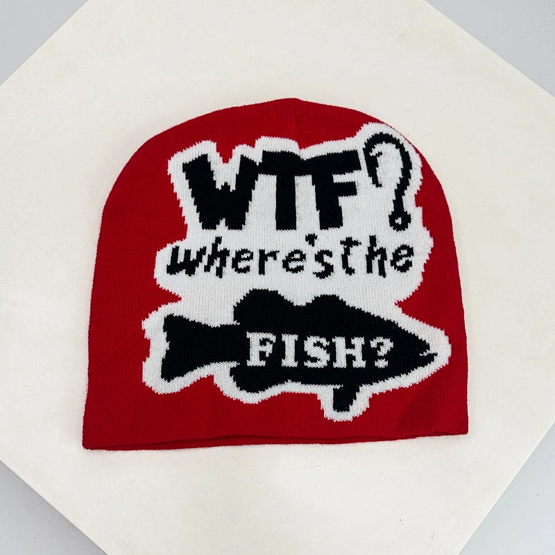 Autumn And Winter New Unisex Funny Fish Letter Knitted Hats