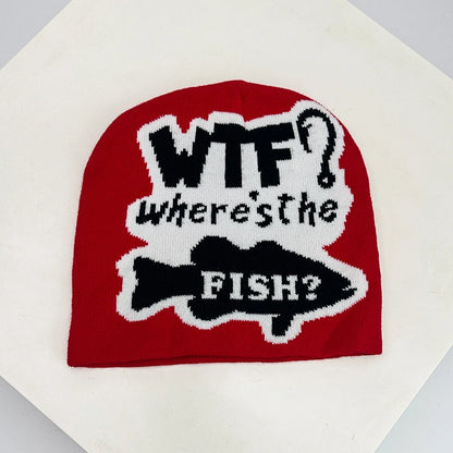 Autumn And Winter New Unisex Funny Fish Letter Knitted Hats