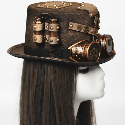 Steampunk Pirate Hat With Goggles Gothic Cosplay Headwear Performance