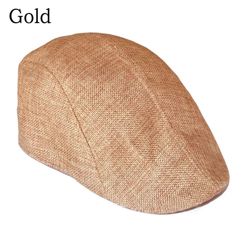 Vintage Linen Beret Caps For Men Women Autumn Fashion Newsboy Adjustable Hats