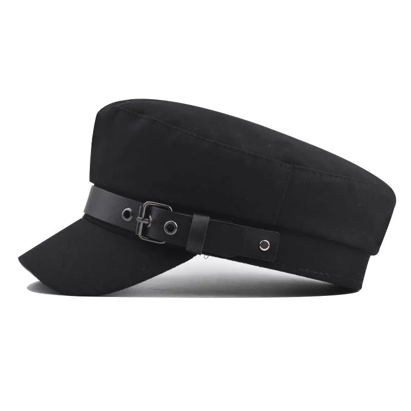 Belt Buckle Flat Top Duck Hat Fashion Trend Beret Artist Octagonal Cap