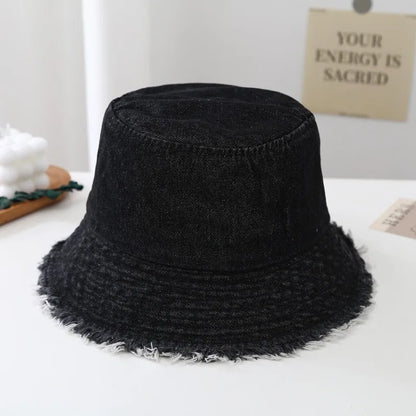 Simple Washed Fisherman Hat, Versatile Denim Bucket Hat