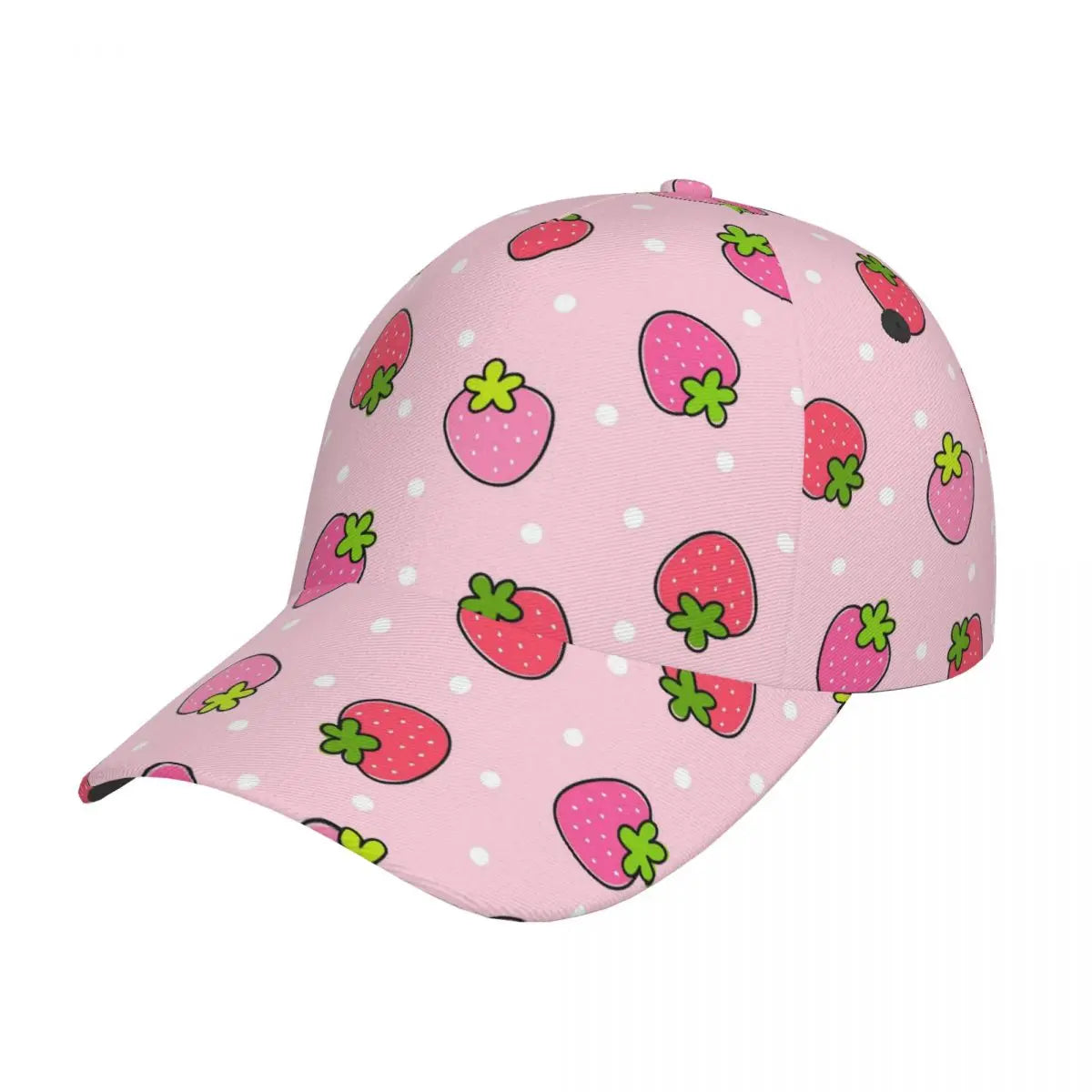 Strawberry Pattern Baseball Cap Adjustable Polyester Snapback Hat