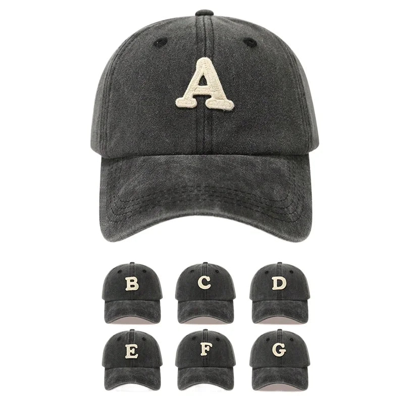 Washed Letter Embroidered Baseball Caps