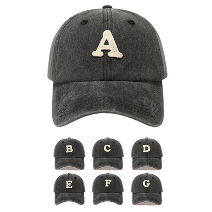 Washed Letter Embroidered Baseball Caps