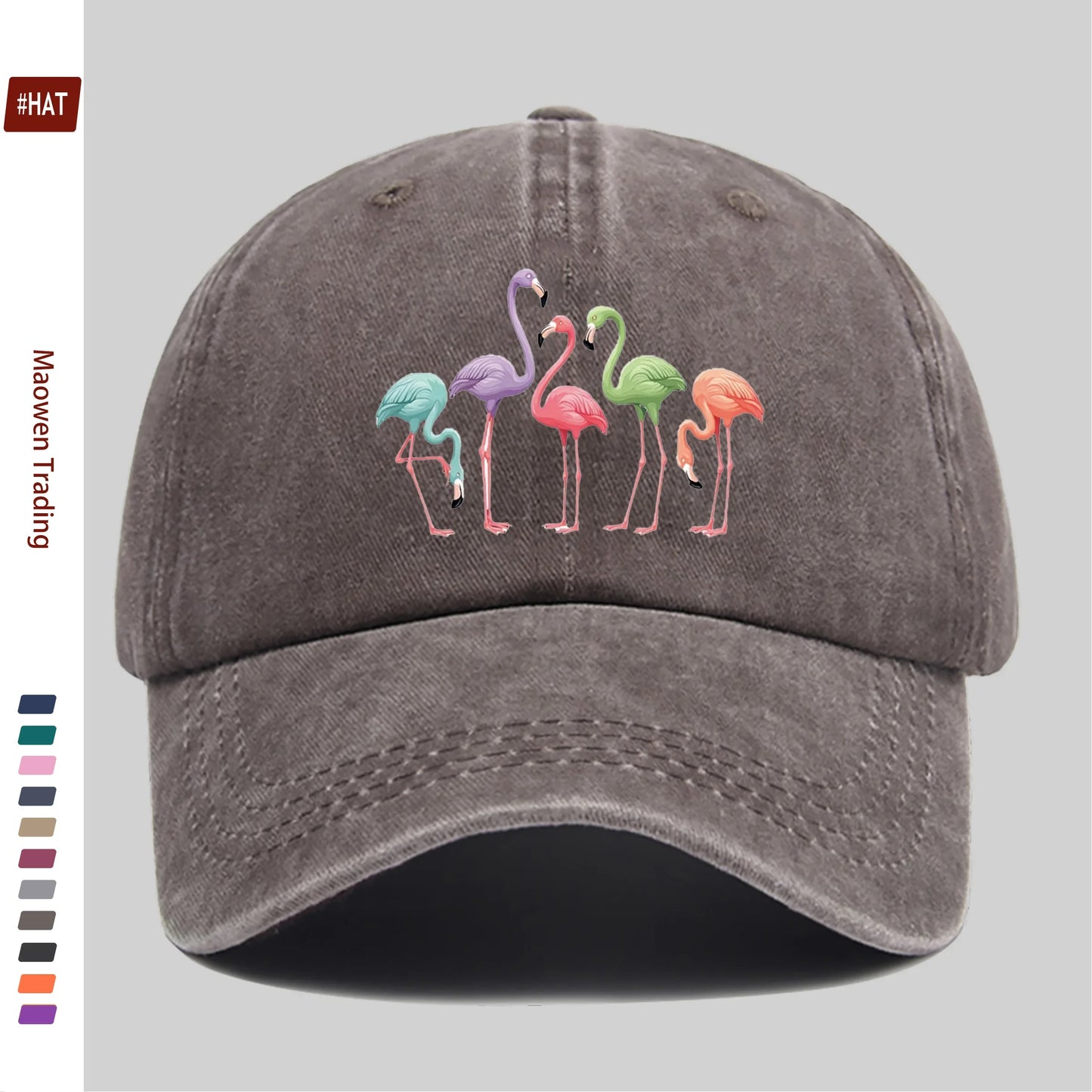 Colorful Flamingo Print Baseball Hat