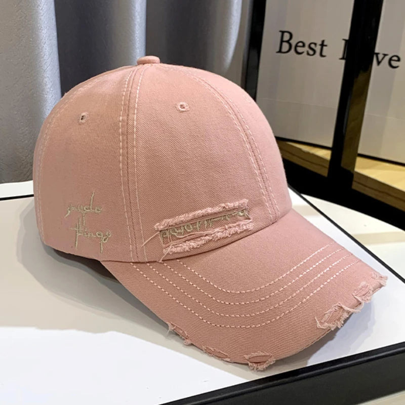 Celebrity Fashion Embroidery Hole Sunscreen Baseball Cap Women