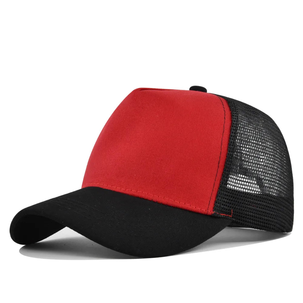 Customized Logo Hard Top 5 Panels Mesh Baseball Cap For Men Women