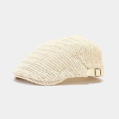 Casual Hollow Straw Beret Flat Vacation Straw Newsboy Cap