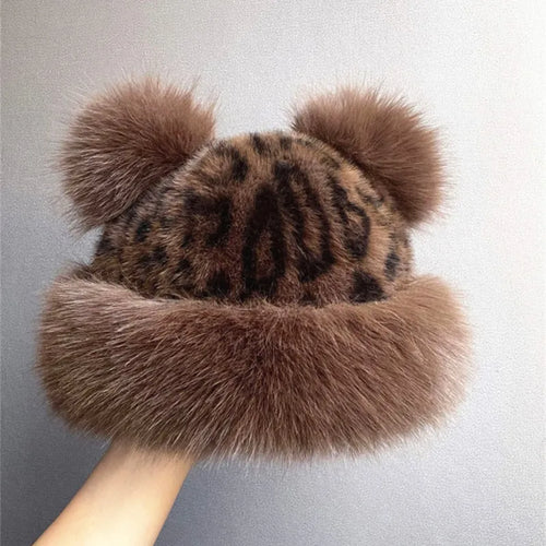 Winter Women Girls Casual Artificial Fur Beanie Caps