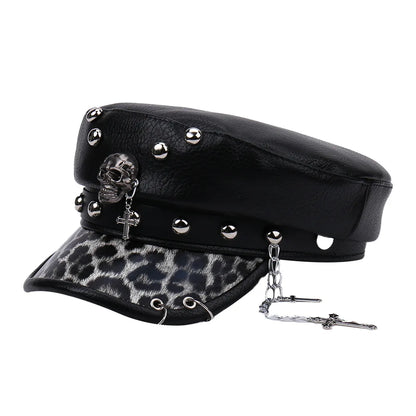 Unisex Rivet Hat Y2K Punk PU Leather Rivets Hat