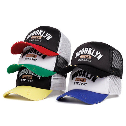 Breathable Mesh Hat Brooklyn 1947 Embroidered Hip Hop Unisex Baseball Hat