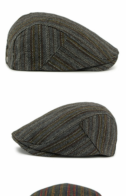 Men Berets Women Retro Striped Artist Painter Wool Beret Hat