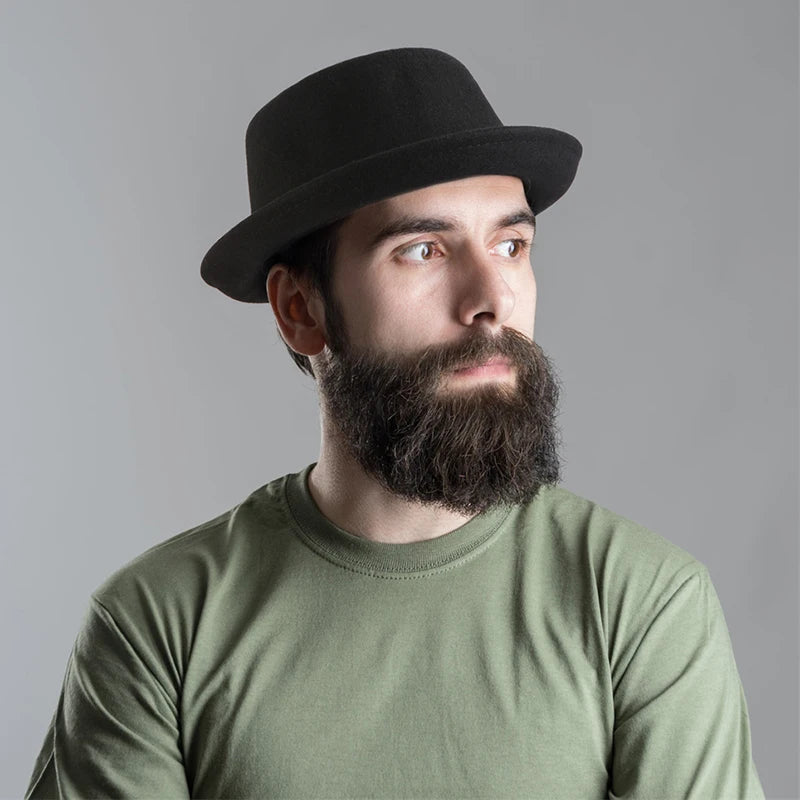100% Wool Pork Pie Fedora Hat For Women Men