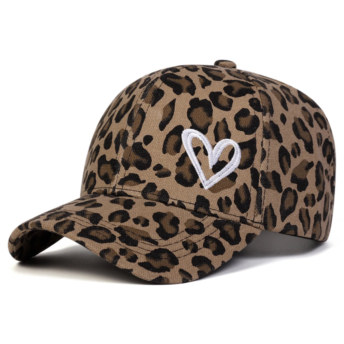 Unisex Love Embroidery Leopard Print Baseball Caps