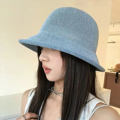 Cuffed Knitted Openwork Fisherman's Hat