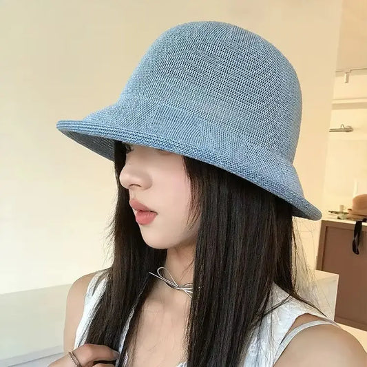 Cuffed Knitted Openwork Fisherman's Hat