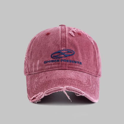 Washed Distressed Denim Grey Baseball Cap