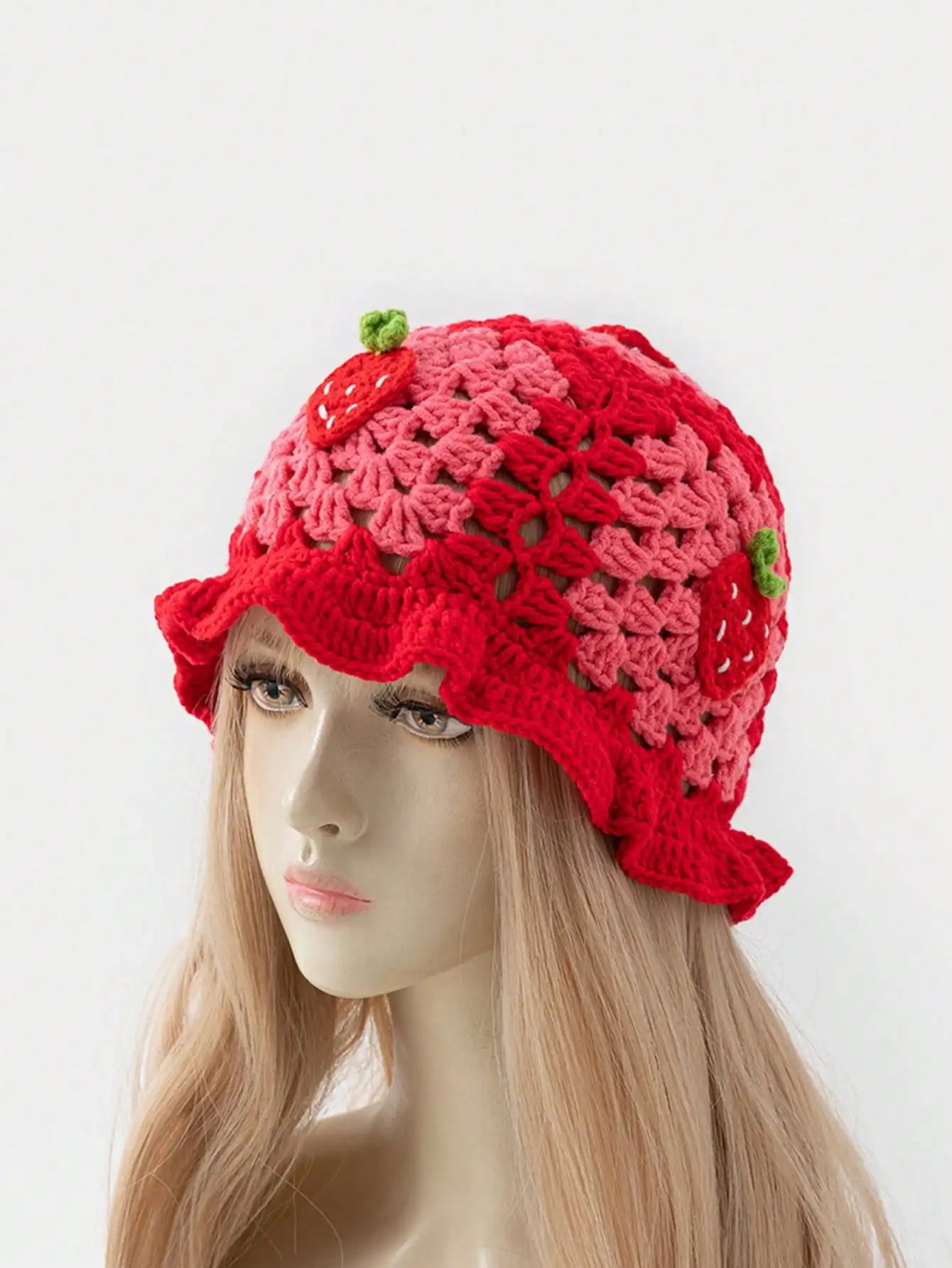 Crocheted And Hollowed-Out Ruffled Cute Knitted Hat