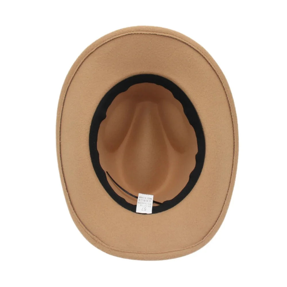 Felt Western Cowboy Hat Ox Head Accessories With Cow Band Tibetan Style Top Hat