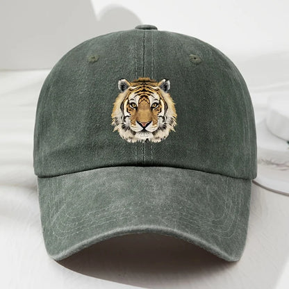 Tiger Print Soft Top Baseball Cap, Retro Adjustable
