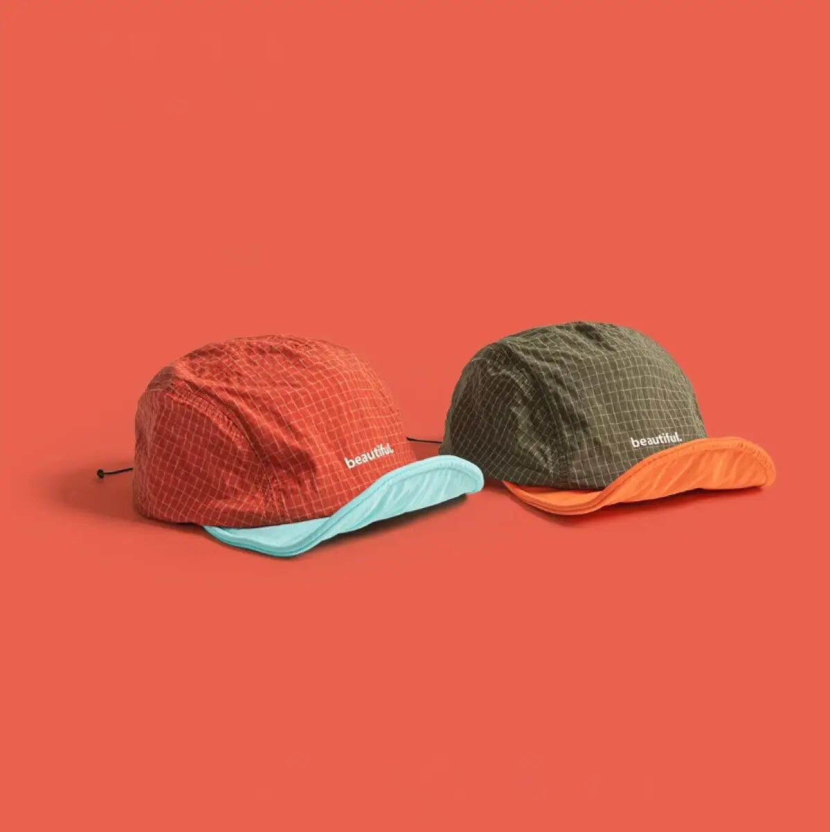 5 Panel Baseball Cap Short Brim Nylon Adjustable Drawstring Sun Hat