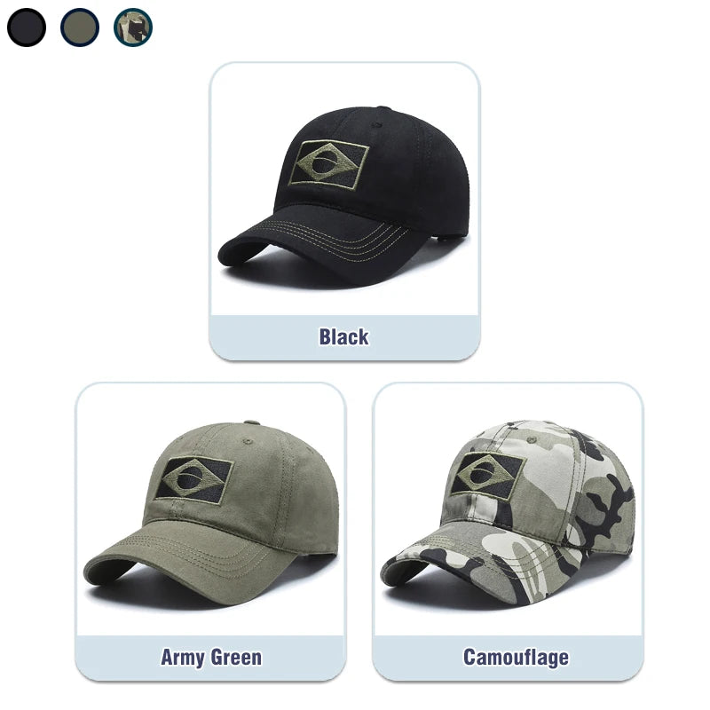 Unisex Brazilian Flag Embroidery Tactical Baseball Cap Classic Fashion