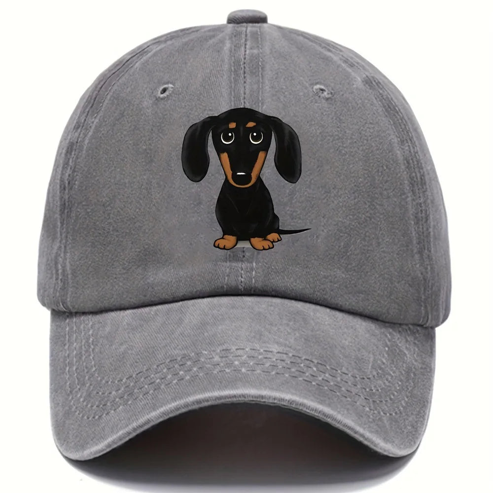 1pc Unisex Dog Embroidery Baseball Cap Outdoor Sport Washed