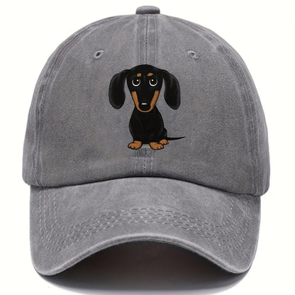 1pc Unisex Dog Embroidery Baseball Cap Outdoor Sport Washed