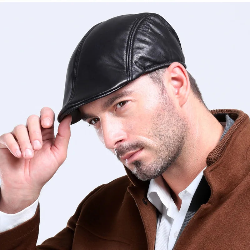 2024 Spring/ Winter Men's 100% Genuine Leather Cap