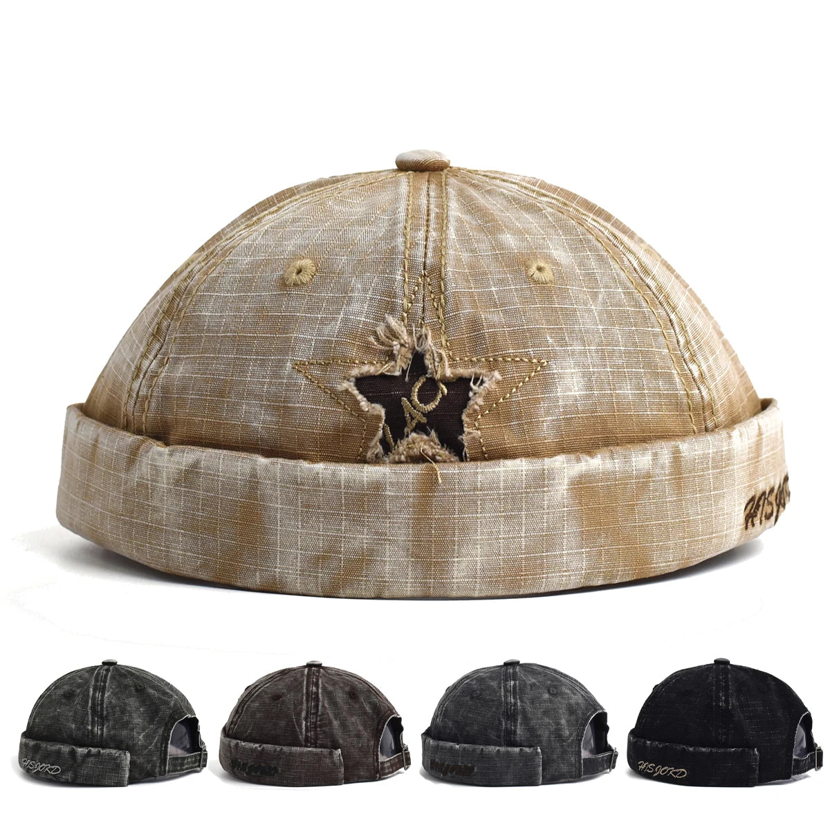 Four Seasons Cotton Solid Docker Cap Brimless Hat Beanie Hats