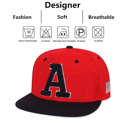 Unisex Simple Letter A Embroidery Hip Hop Hats Outdoor Adjustable Casual Baseball Caps Sunscreen Hat