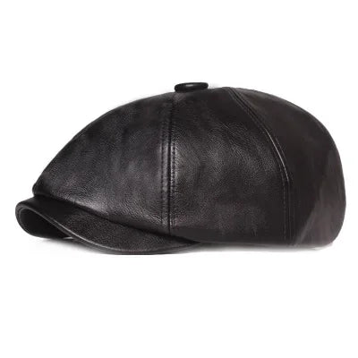 Retro Octagonal Leather Hat Autumn Men's Beret Elegant Fashion Cap