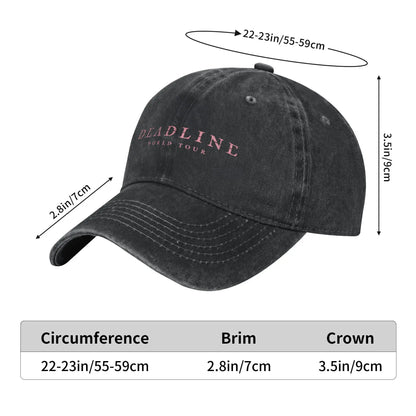 Deadline World Tour Baseball Caps Vintage Distressed Denim Blinks Kpop Headwear