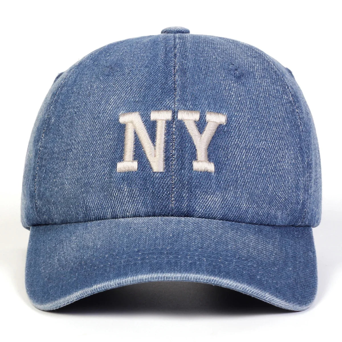 Unisex NY Letter Embroidery Washed Denim Baseball Caps Spring and Autumn