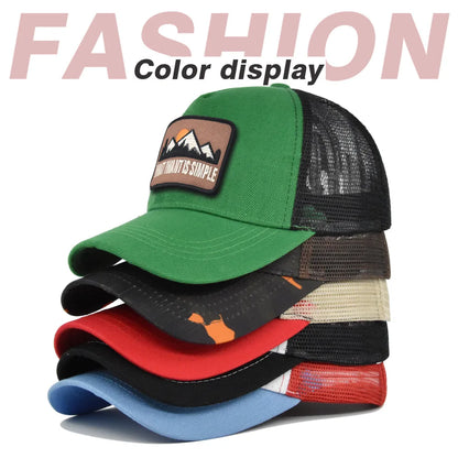 Letter Mesh Breathable Hat Women Men Embroidery Blocking Baseball Cap