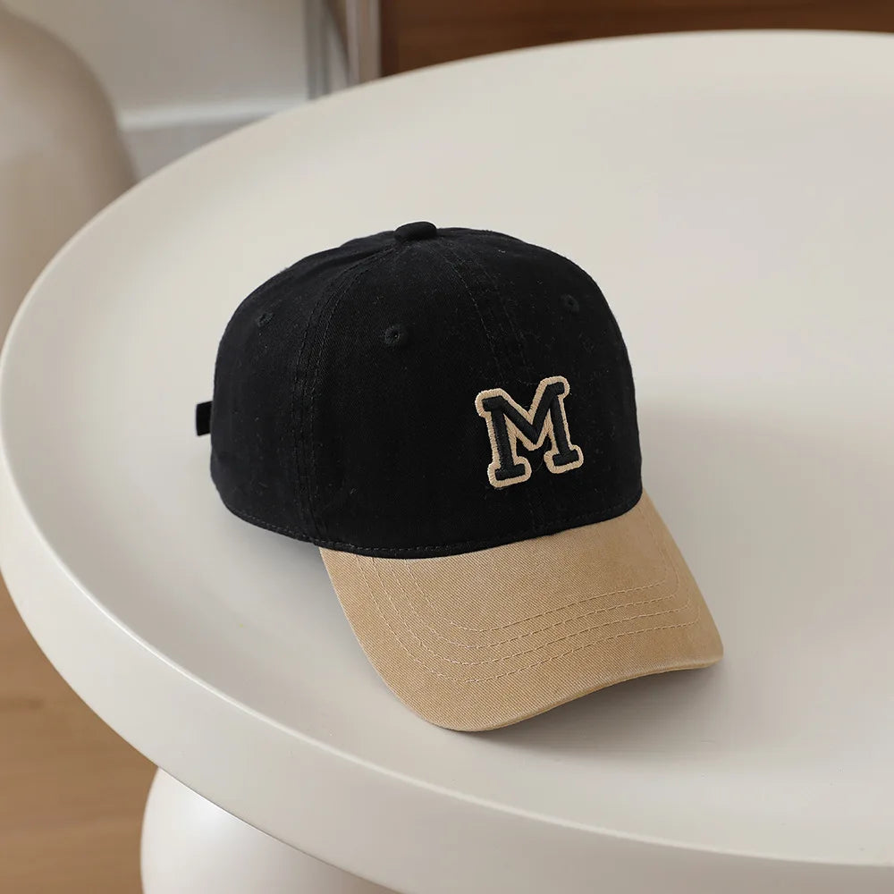 Children's Hat Letter M Washed Cap Korean Style New Sun Hat