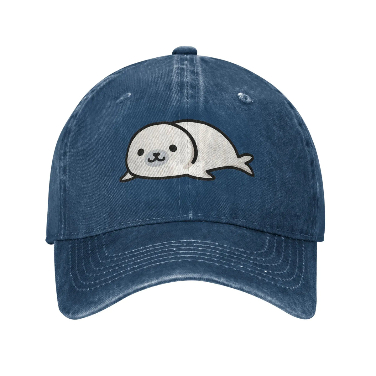 Seal Denim Fabric Cap Casual Baseball Caps Adjustable Hat