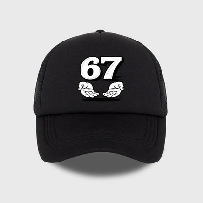Number 67 Cartoon Handprint Sponge Mesh Cap baseball Caps