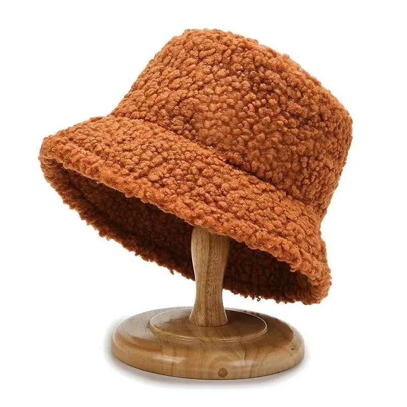 Lambswool Unisex Bucket Hats For Women Men Winter