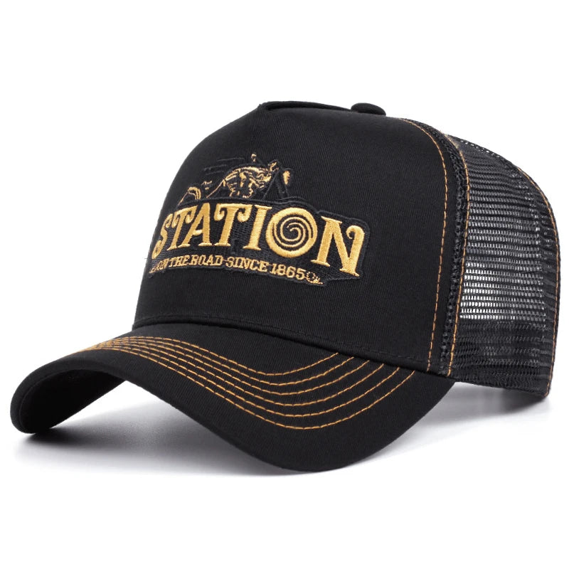 Station Retro Motorcycle Truck Hat Street Skateboarding HipHop Hat Men's and Women's