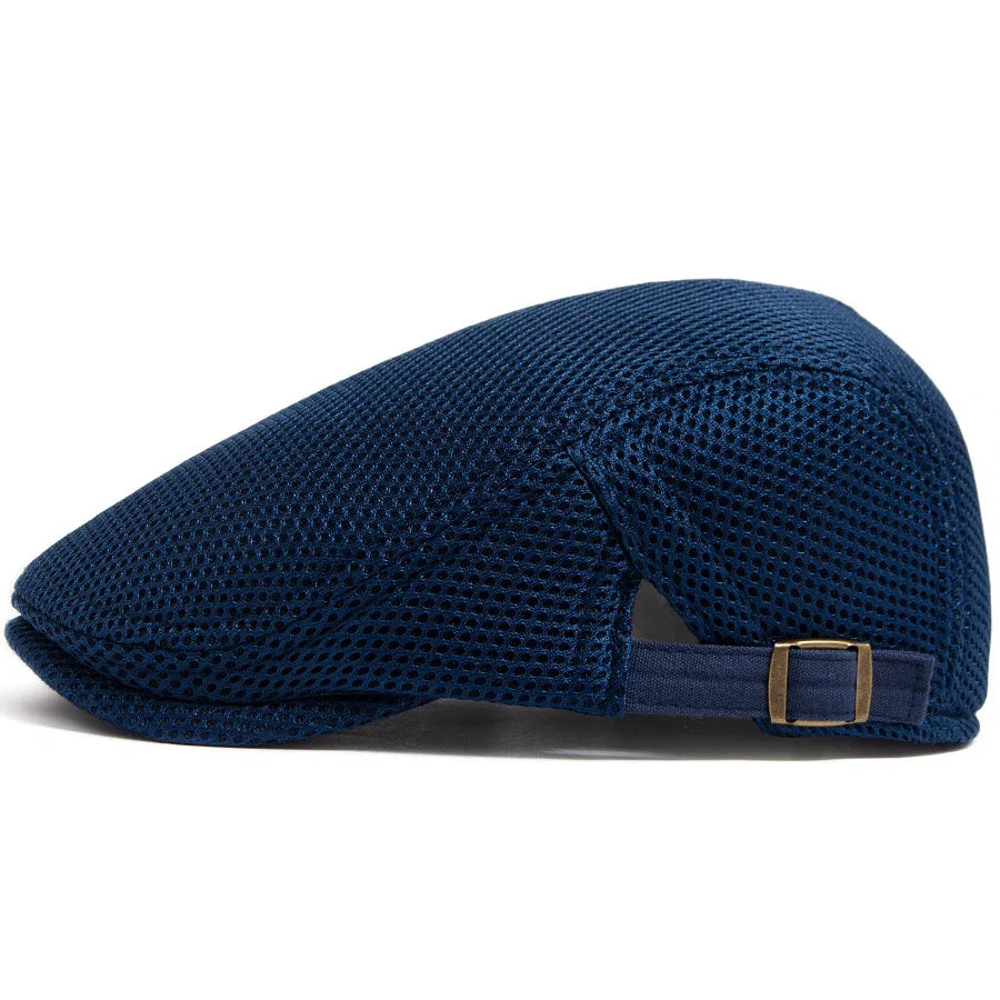 Men Summer Hollow Mesh Beret Breathable Vintage Forward Cap
