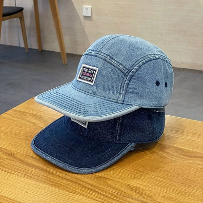 Vintage Flat Brim Denim Baseball Caps Male Women Snapback Cap