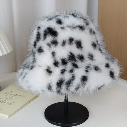 Women’s Faux Fur Leopard Hat Warm Thickened Ear