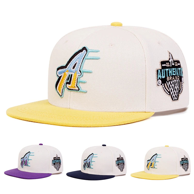 Unisex A Letter Embroidery Hip-hop Hats Spring Autumn Snapback Caps