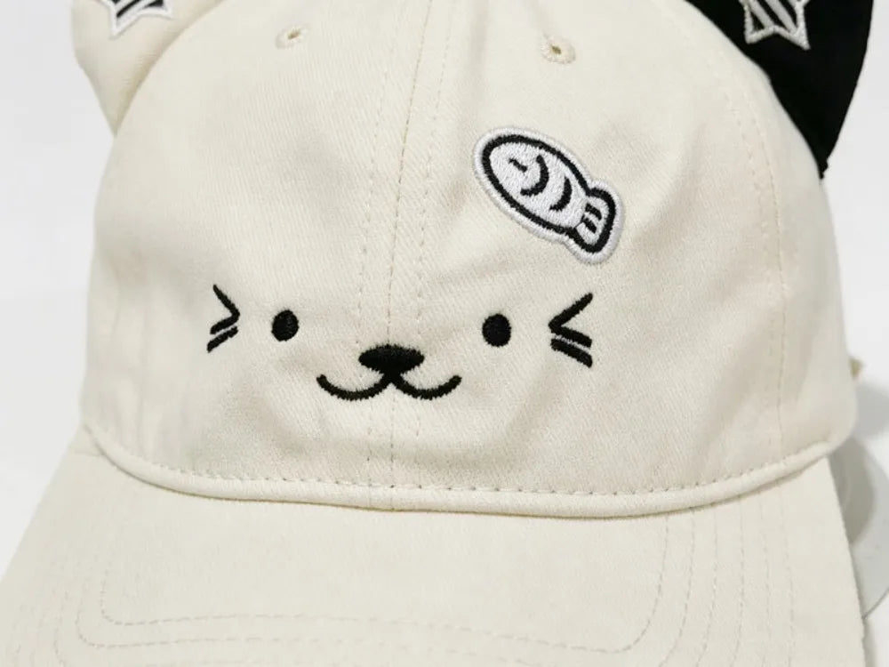 Cute Cat Ears Baseball Cap Thin Breathable Sun Hat UV Protection Adjustable Duckbill Cap Women Spring Summer