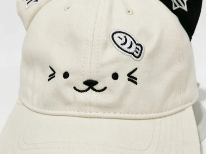 Cute Cat Ears Baseball Cap Thin Breathable Sun Hat UV Protection Adjustable Duckbill Cap Women Spring Summer