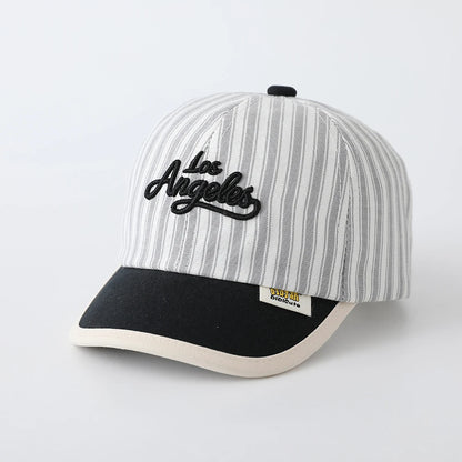 Children's Los Angeles Printed Striped Baseball Cap Contrasting Color Brimmed Sun Hat Adjustable Suitable